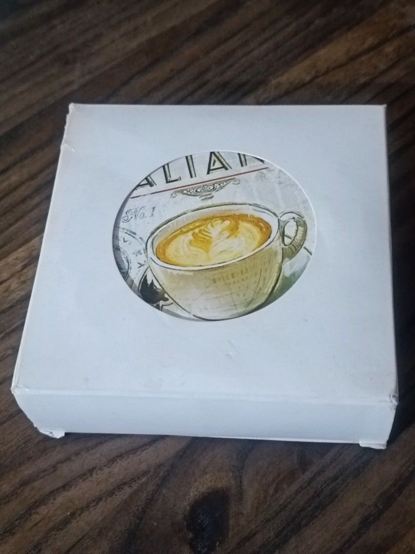 Coffee Ceramic Coasters (4 pieces) (Category: Coffee & Tea Tableware) located in Angeles City. Submitted by archers78 (Listing ID 1383346710, Image 2). Description: Ceramic x Cork Coaster set 📍 Location: Angeles Pampanga 👉 Pick-up or Delivery only 🚚 Shipping: via JnT (Buyer's expense) 💸 MOP: GCash/Bank Transfer/Cash(pick-up).