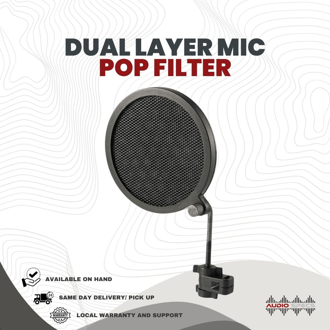 Double Layer Studio Microphone Mic Wind Screen Pop Filter For Recording (Category: Microphones) located in Quezon City. Submitted by allanpauco (Listing ID 1014798981, Image 1). Description: Features: Double preventer and high-density yarn. Easy and convenient to install and use. Protects your microphone from spit caused by performing. 360 degree swivel mount flexible holder can be arbitrarily distorted. Adjustable clamp fixes securely to any Mic