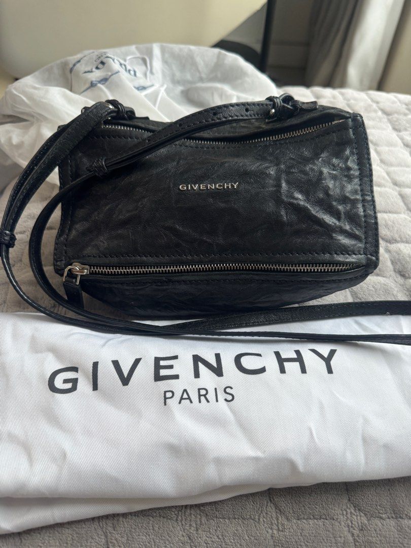 Givenchy Pandora Mini Distressed Leather Shoulder Bag (Category: Luxury Bags & Wallets) located in Manila. Submitted by joyceduena57693 (Listing ID 1383273441, Image 1). Description: 💯Authentic Bought from Givenchy Solaire branch.