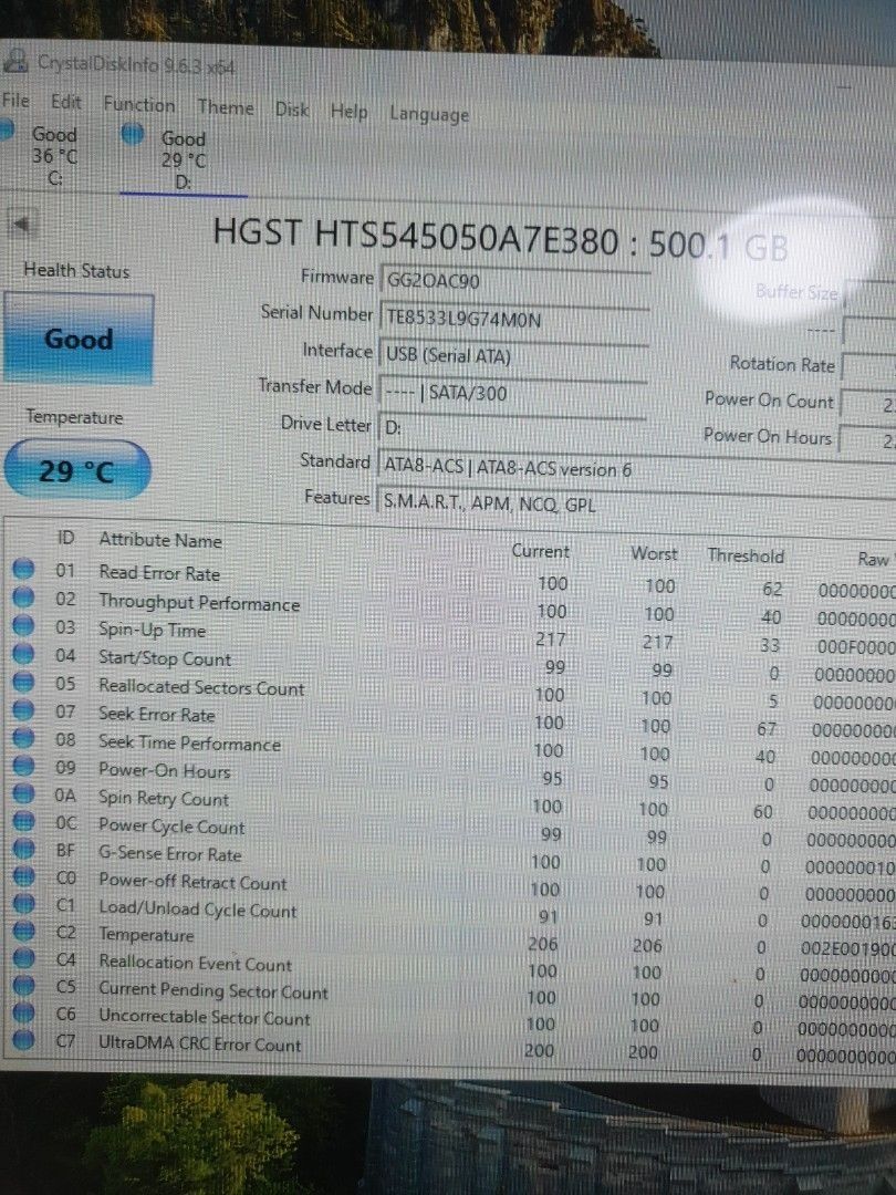 HGST 500GB 2.5" SATA Hard Drive63208335048323113