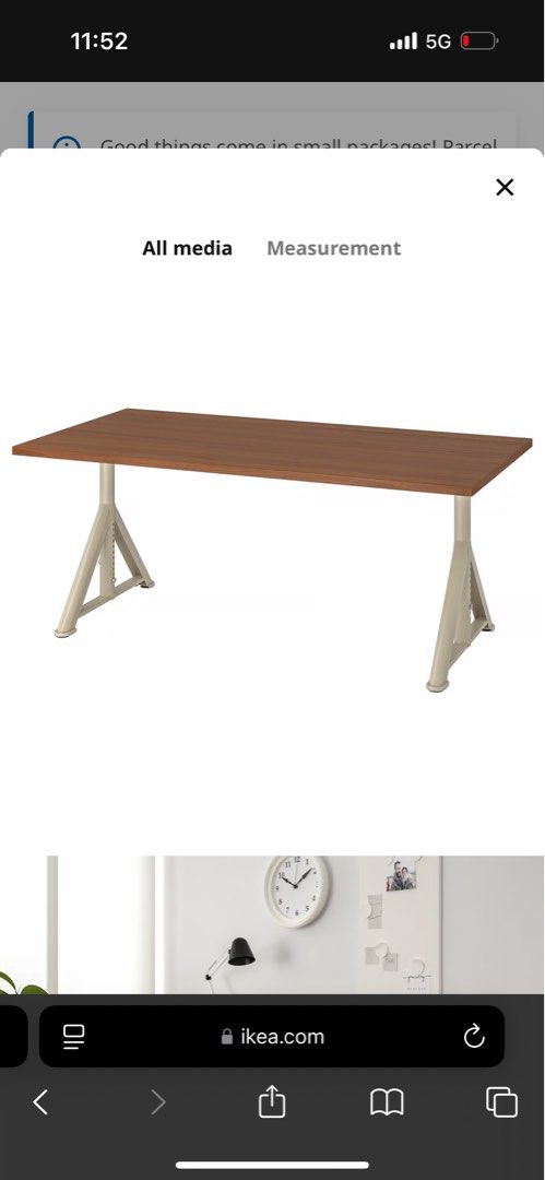 Study Table (Category: Tables & Sets) located in Singapore. Submitted by boixedkd (Listing ID 1383441876, Image 1). Description: Bough the table for $419 but letting it go at $90. Condition is almost flawless, just require some cleaning which I will do before handing it to you Dimensions: L=160cm B=80cm H=65cm-79cm NEGOTIABLE!!!.