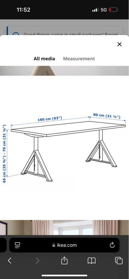 Study Table (Category: Tables & Sets) located in Singapore. Submitted by boixedkd (Listing ID 1383441876, Image 2). Description: Bough the table for $419 but letting it go at $90. Condition is almost flawless, just require some cleaning which I will do before handing it to you Dimensions: L=160cm B=80cm H=65cm-79cm NEGOTIABLE!!!.