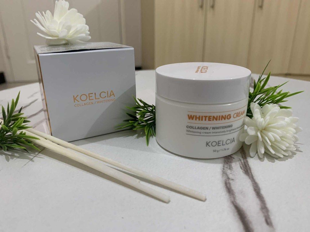 KOELCIA Whitening Collagen Cream (Category: Face Care) located in Mandaluyong City. Submitted by alyet (Listing ID 1383292111, Image 3). Description: Koelcia Collagen Whitening Cream is a skincare product that claims to brighten the complexion, even out skin tone, and reduce the appearance of fine lines and wrinkles. The cream is formulated with collagen, niacinamide, adenosine, and other nourishing ingredients that help to improve the overall he