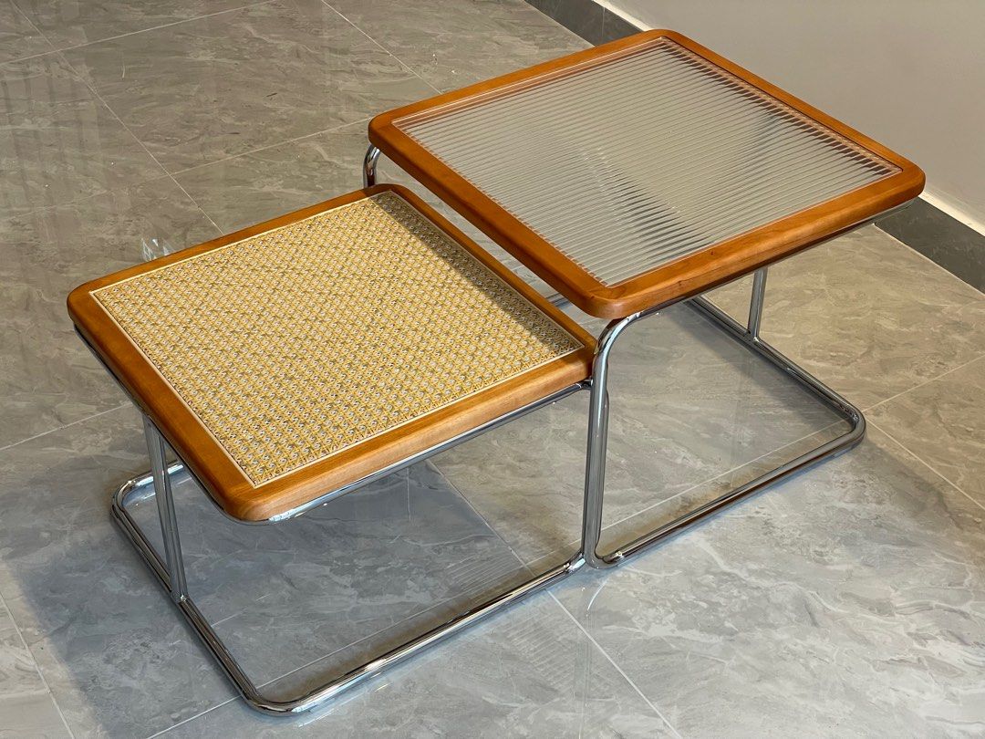 Nested Coffee Table (Category: Tables & Sets) located in Kuala Lumpur. Submitted by wotones (Listing ID 1383396188, Image 1). Description: Nested Coffee Table Measurement: 1) Table with Glass Top 55 (L) x 55 (W) x 45 (H) cm 2) Table with Rattan Top 50 (L) x 50 (W) x 36 (H) cm Self collection at Wangsa Maju, Kuala Lumpur Lumpur..