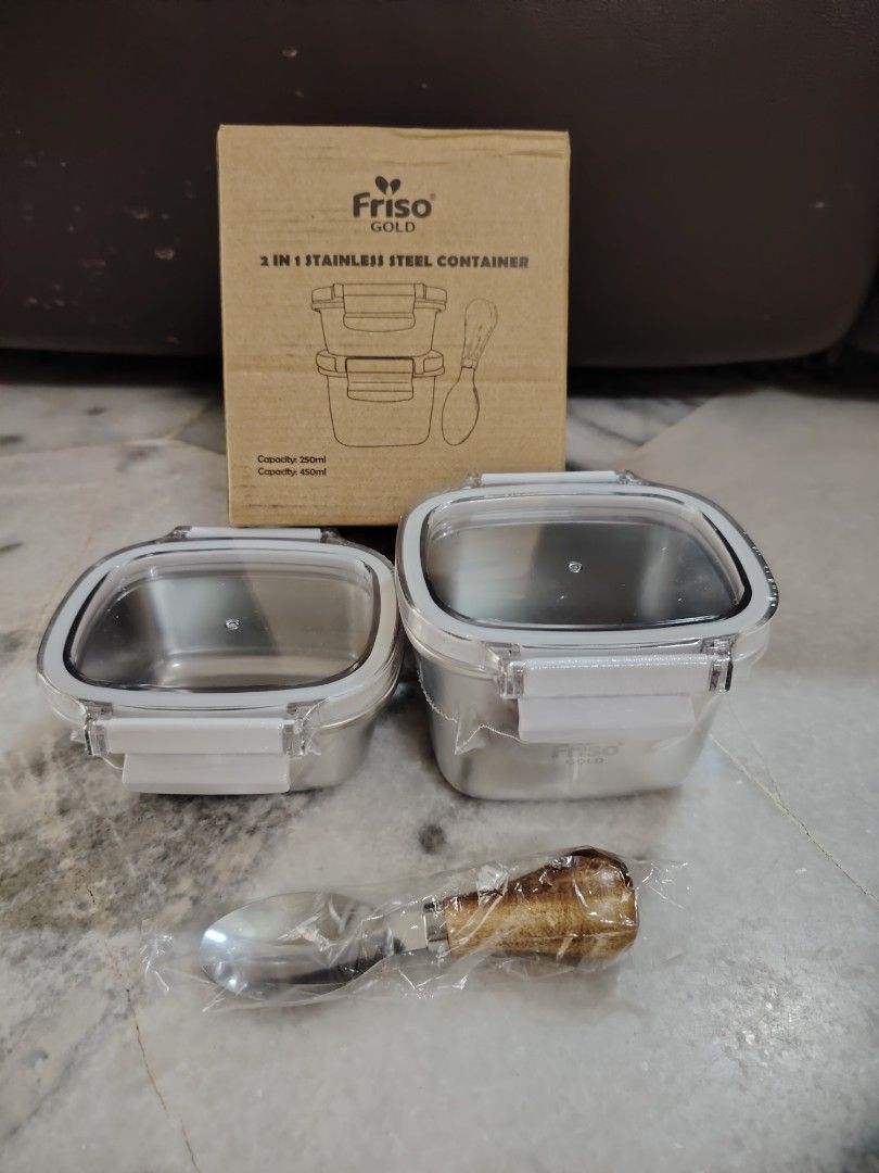 qstainless steel container (Category: Breastfeeding & Bottle Feeding) located in Ipoh. Submitted by captainfifi0319 (Listing ID 1383295218, Image 2). Description: Brand new 2in 1 stainless steel container 250ml x1 450ml x1 Spoon x1.