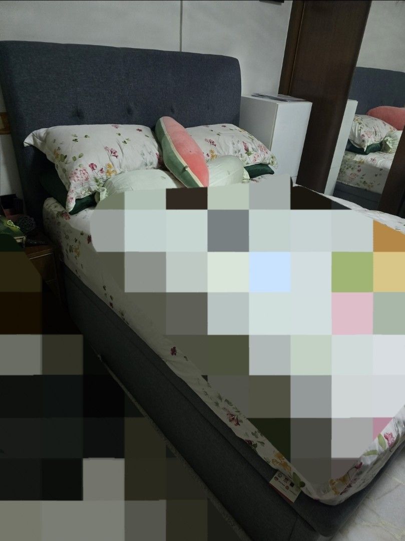 Queen Size Storage Bed Frame - Grey