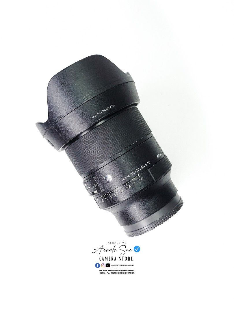 Sigma 24mm 1.4 DG DN Art ( Sony Mount ) (Category: Lens & Kits) located in Baguio. Submitted by aeralecamerastore (Listing ID 1383291337, Image 2). Description: SIGMA 24MM 1.4 DG DN ( SONY MOUNT ) P 38,500 ( pwede swap sa sigma 24-70mm 2.8 DG DN ) No issues Cosmetics 9.8/10 Condition: 10/10 No Fungus Actual Photos Posted 📸 📍 Open For Cash on delivery anywhere in the Philippines 🇵🇭 Inclusions : 📦 What's Included? Lens Hood Lens Cap Decal skin