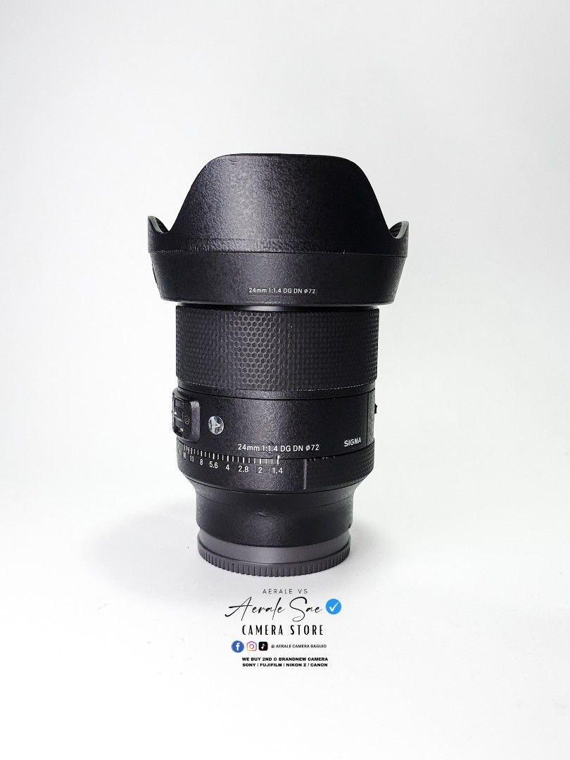 Sigma 24mm 1.4 DG DN Art ( Sony Mount ) (Category: Lens & Kits) located in Baguio. Submitted by aeralecamerastore (Listing ID 1383291337, Image 1). Description: SIGMA 24MM 1.4 DG DN ( SONY MOUNT ) P 38,500 ( pwede swap sa sigma 24-70mm 2.8 DG DN ) No issues Cosmetics 9.8/10 Condition: 10/10 No Fungus Actual Photos Posted 📸 📍 Open For Cash on delivery anywhere in the Philippines 🇵🇭 Inclusions : 📦 What's Included? Lens Hood Lens Cap Decal skin