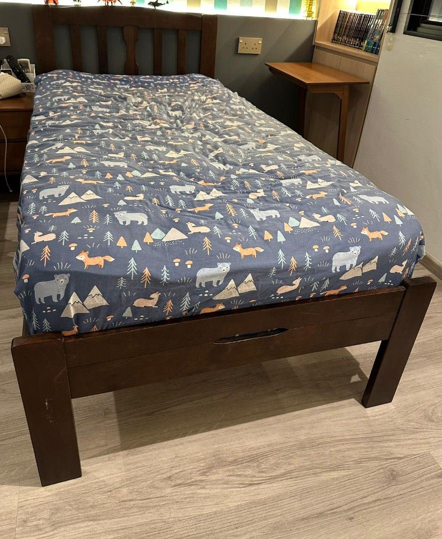 Single bed frame with mattress