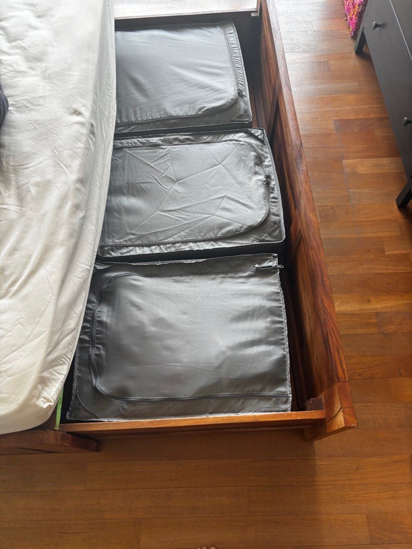 Solid Sheesham Wood Bed Frame with Storage65075081718914118