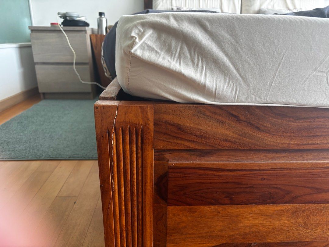 Solid Sheesham Wood Bed Frame with Storage65075081718914117