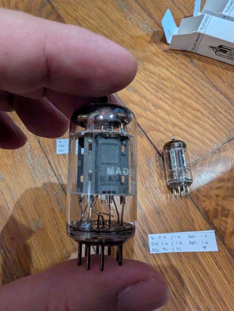4 1956 Telefunken 12AU7 ECC82 Ribbed Plate Tubes TV7 & AT1000 Test As Nos Amp Quiet