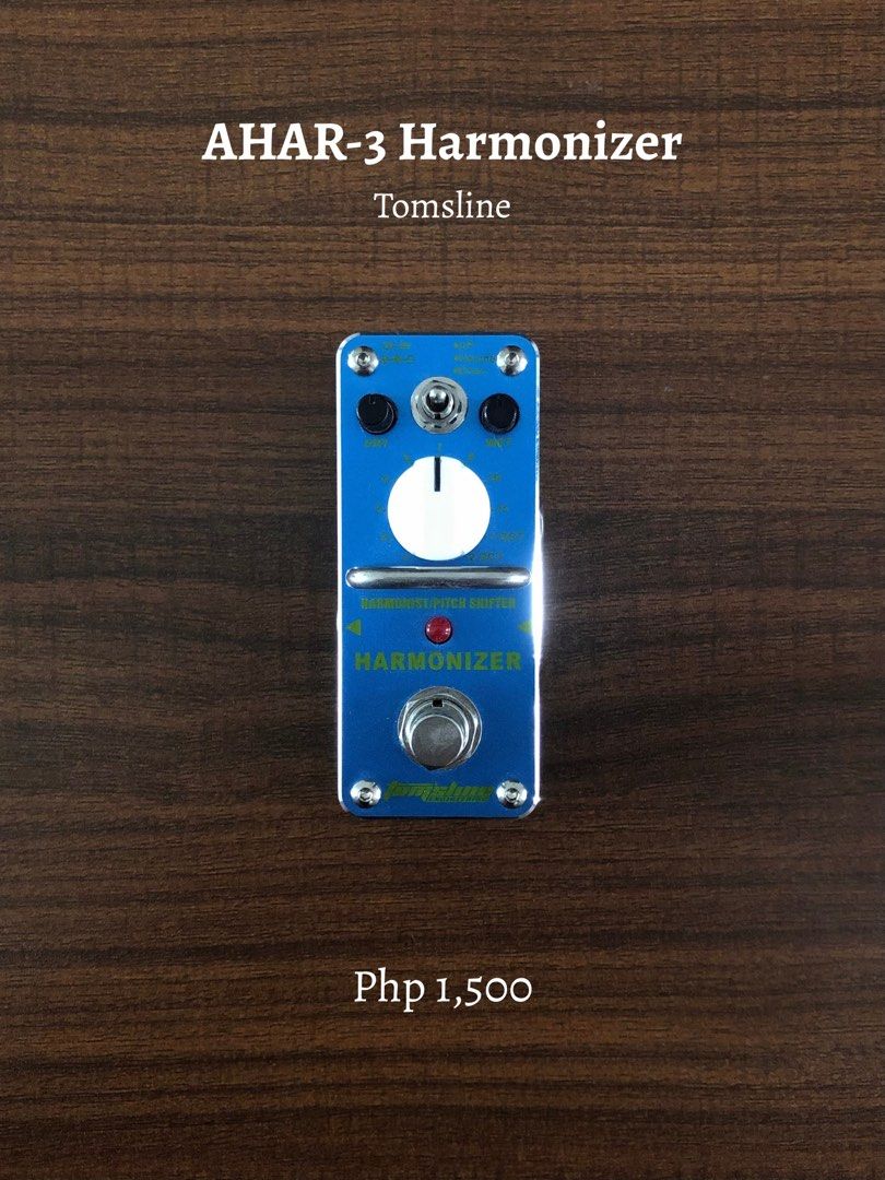 Tomsline AHAR-3 Harmonizer (Guitar Effects Pedal) (Category: Musical Instruments) located in Makati City. Submitted by lorriefiggy (Listing ID 1383401089, Image 1). Description: A mini guitar effects pedal providing pitch shifting with three distinct modes and true bypass functionality.