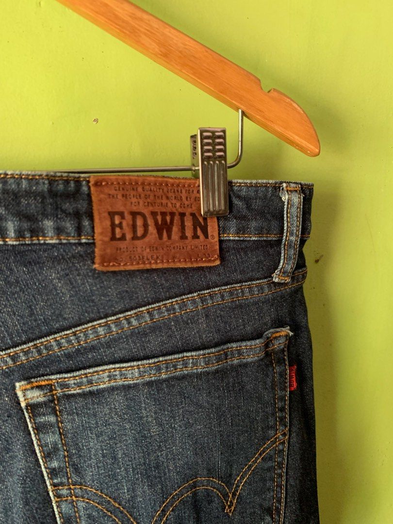 Y2K 503 Edwin jeans (Category: Jeans) located in Cagayan de Oro. Submitted by premium_thrifts (Listing ID 1383279330, Image 3). Description: Denim blue colorway. Good condition. 13oz of denim and comes with 5 pockets Issue: none - MEASUREMENTS Waistline: 36" - 37" Waistline when laid flat: 18" Length: 45" Rise: 11.2" Thigh: 10.2" Inseam: 33" Leg opening: 7" Add shipping fee (via JRS or J&T).