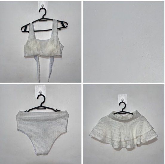 3-pc Bikini Set (Category: Bikinis & Swimsuits) located in Manila. Submitted by declutterwithbei (Listing ID 1382554481, Image 1). Description: ✨ Padded Tie Back Top ✨ Flowy Skirt ✨ Fits S-slightly M ✨ RFS: don’t need; too many swimsuits; decluttering .