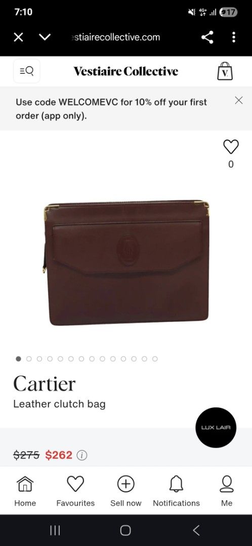 Authentic Cartier Red Leather Clutch Bag (Category: Luxury Bags & Wallets) located in Calatagan. Submitted by zigi_finds (Listing ID 1383586337, Image 1). Description: Authentic vintage Cartier bag bought in Japan. Selling as I need funds and don't use as much. Free shipping. Newly cleaned, polished, and sanitized, faded zipper head but otherwise in good, preloved condition. Dm for questions or additional pics!.