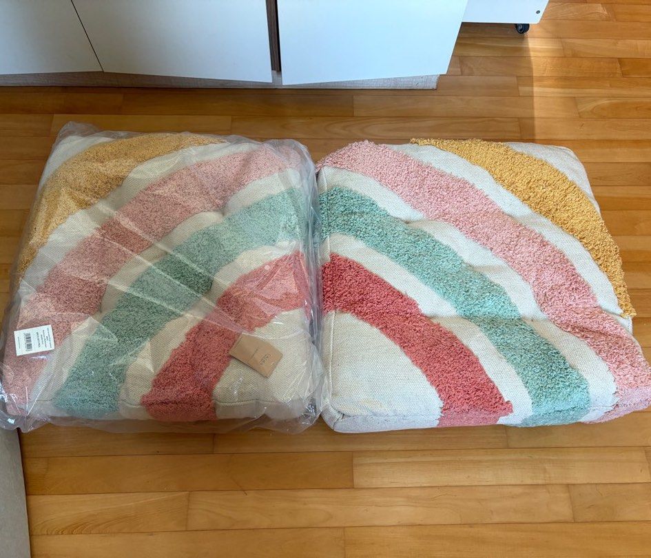 BNIP calma house arco multi colour floor cushion x 2