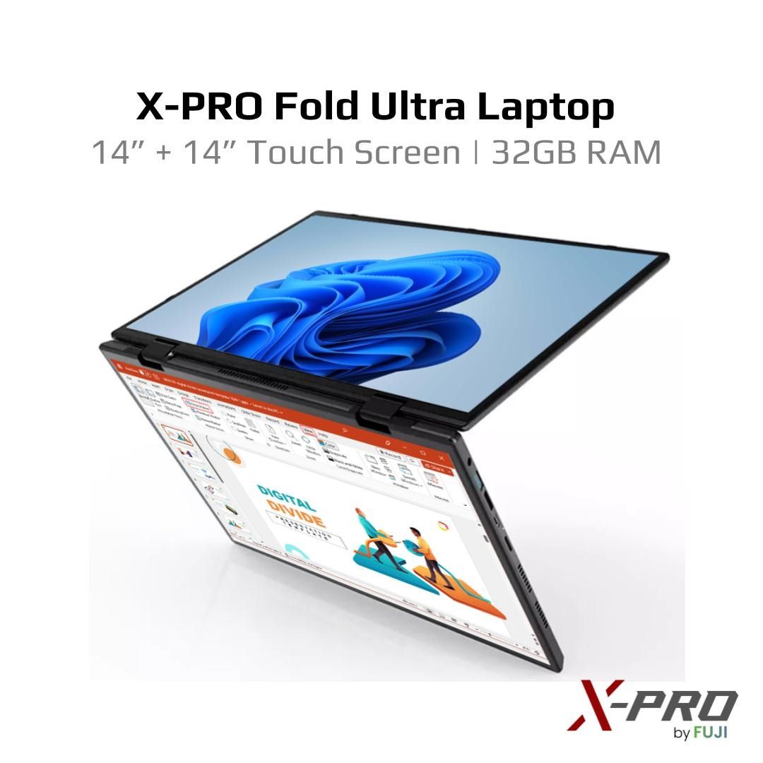 Brand New XPRO Fold Ultra Laptop - 14 Inch Dual Screen With Touch - 14+14 " - 16GB RAM + 512GB SSD - Free MS Office - Refurbished Set Like New - Full Set With Box !63205299655043114