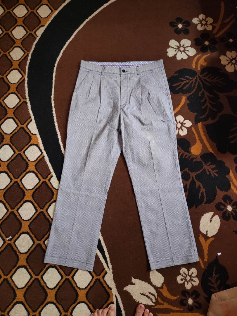 celana kerja kantor Edwin Tartan second 304, Fesyen Pria, Pakaian ...
