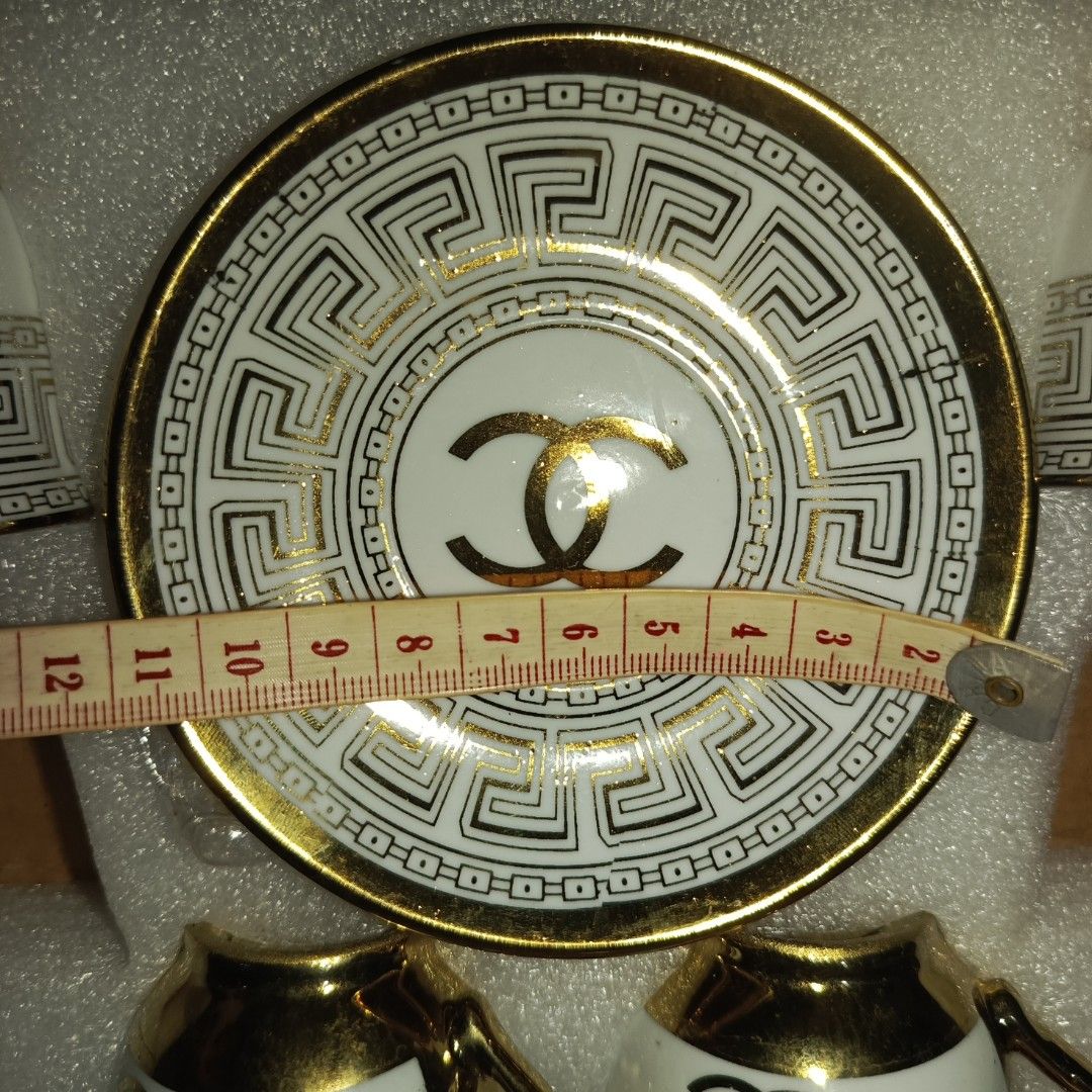 Chanel mini cup and saucer (Category: Coffee & Tea Tableware) located in Cabanatuan. Submitted by a3declutterco (Listing ID 1383657052, Image 3). Description: 1 cup 1 saucer for 180.00 3 stocks left Take all 3 for 500.00 Gifted but never used. This is a mini version only. Please see pictures for measurements..