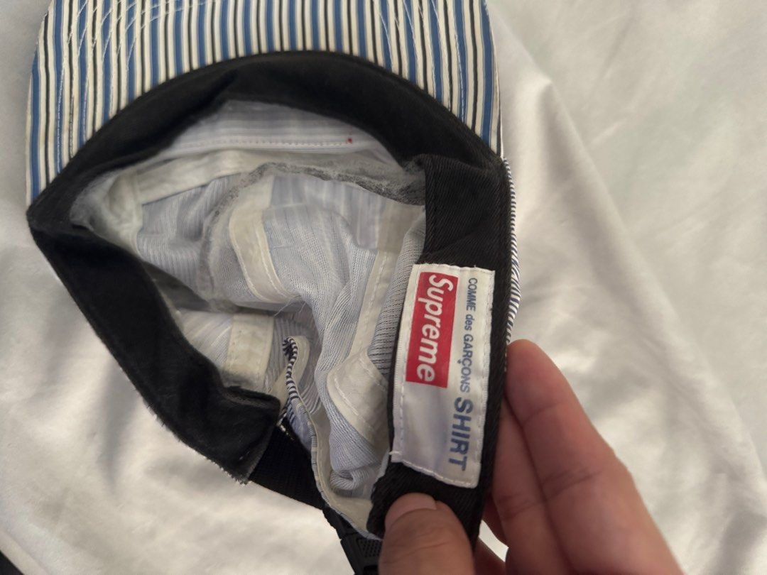 Comme des Garcons Supreme Pinstripe Camp Cap (Category: Activewear) located in Pasig City. Submitted by archive.project (Listing ID 1383560960, Image 3). Description: For sale Rare CDG x Supreme Pinstripe Camp Cap From 2012 collection, first ever collab with Supreme Personal collection, well kept No issues, very good condition ₱7,000 (slightly negotiable only) Meet up (BGC/Makati) or shipping available.