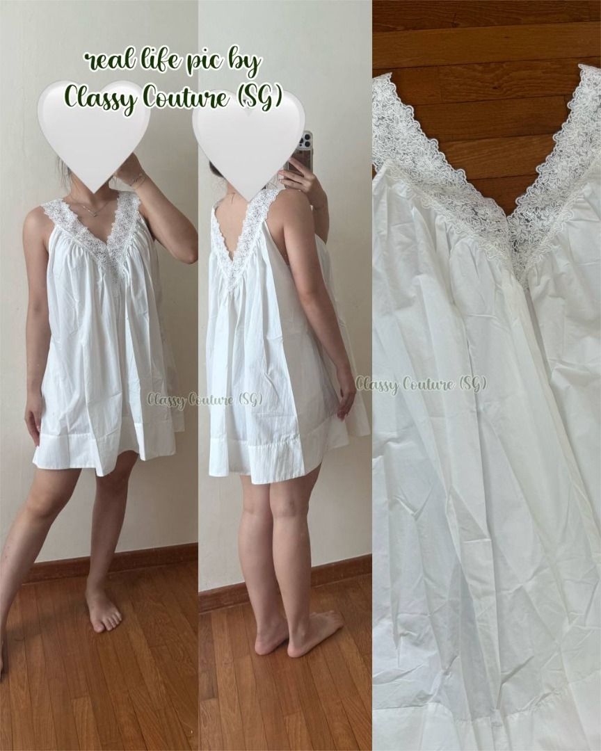 Helsa Lace Tech Poplin Mini Dress in White & Black, Women's Fashion, Dresses  & Sets, Dresses on Carousell