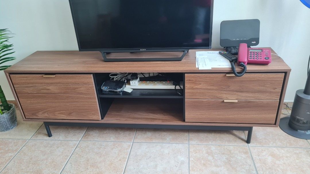 Modern Wooden TV Console with Storage