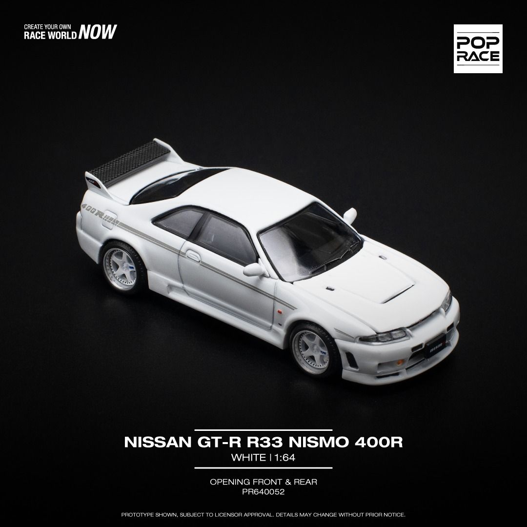 POP RACE PR640052 NISSAN GT-R R33 NISMO 400R - WHITE (PR64-52) poprace ...