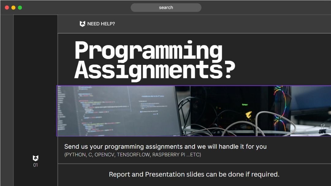 Programming Assignment Help - Python, C, OpenCV, etc. (Category: E-Readers) located in Singapore. Submitted by changeycha79060 (Listing ID 1383528420, Image 1). Description: - Programming assignment help available! - Languages: Python, C, OpenCV, TensorFlow, Raspberry Pi - Also assisting with reports and presentation slides. - Get a quote: Send us your assignment details and timeframe..