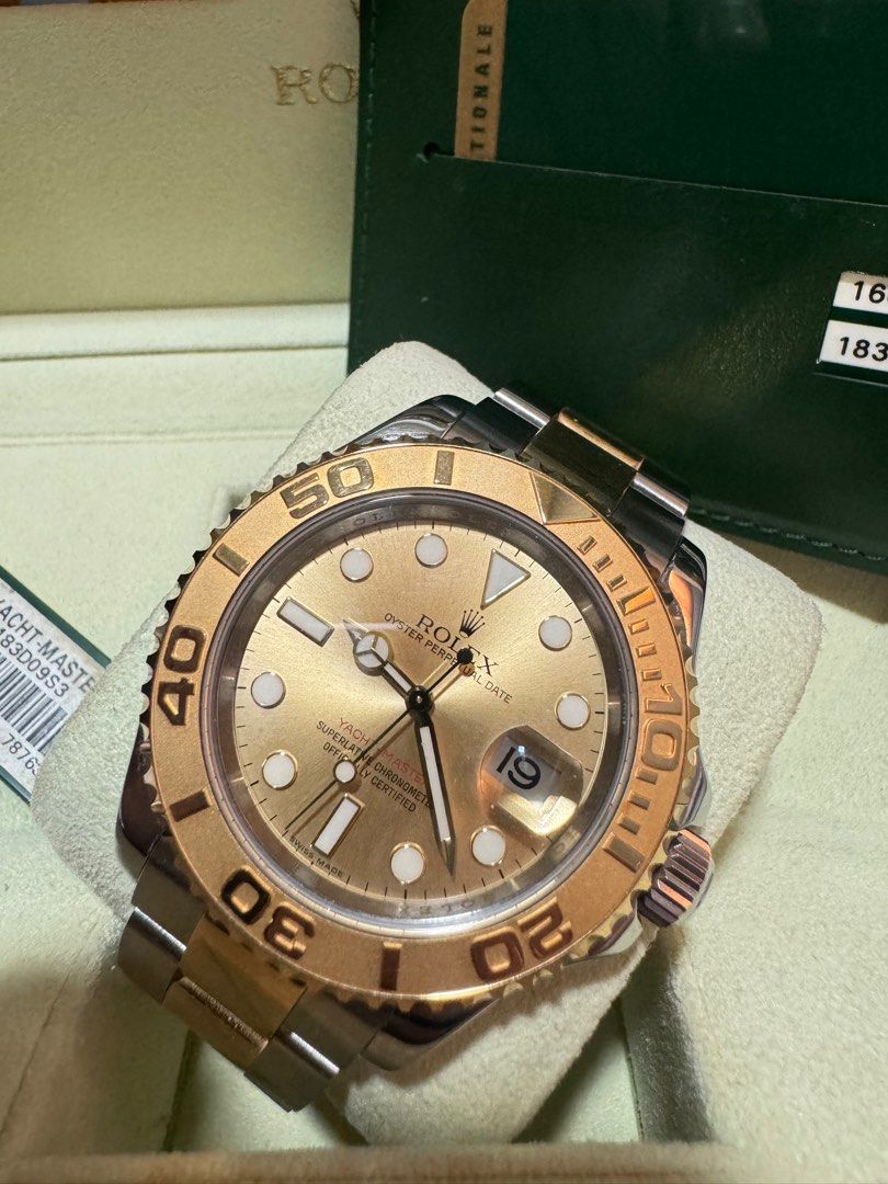 Rolex Yachtmaster (Category: Luxury Watches) located in Del Monte. Submitted by LuxPieces (Listing ID 1383659169, Image 2). Description: Rolex Yachtmaster Size 40mm Ref. 16623 Champagne Dial Year 2011 Maintained by RSC, BNEW BEZEL 9.5/10 condition Complete Set 680k only ACCEPTING TRADES.