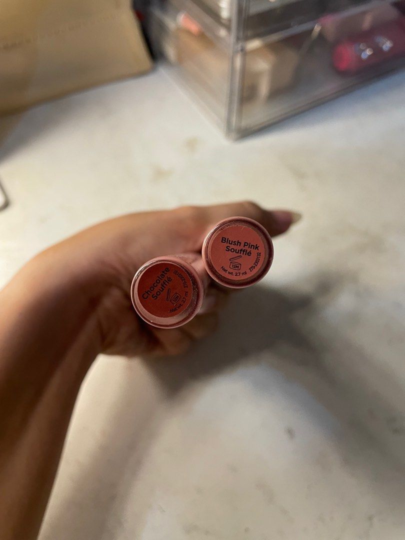 RSG lip soufflé (Category: Makeup) located in Manila. Submitted by kd.preloved (Listing ID 1383639894, Image 2). Description: 99 each, 160 both used once for content.