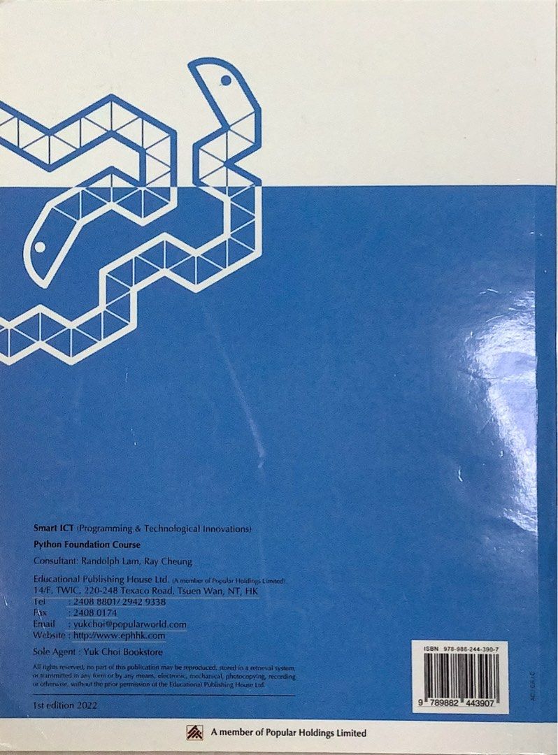 smart ict (programming & technological innovations) — python foundation course （分類：教科書）位於 Hong Kong。 由 ilovesnoopyyy_ 提交（商品編號 1383513620，圖片 2）。簡介： 。