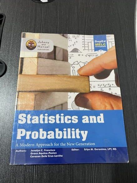 Statistics and Probability: A modern approach to new generation (Category: Textbooks) located in Caloocan City. Submitted by mieldlsryes_ (Listing ID 1383512968, Image 1). Description: ☑️ Secondhand but like new ☑️ Minor flaws such as dents in the cover page and few annotations in some page ☑️ price is still negotiable Mode of Payment: Gcash or Bank Transfer Mode of Delivery: Lalamove (delivery fee shouldered by buyer).