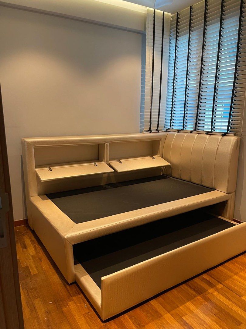 Super Single Bed Frame with Single Pull Out65075094710274111
