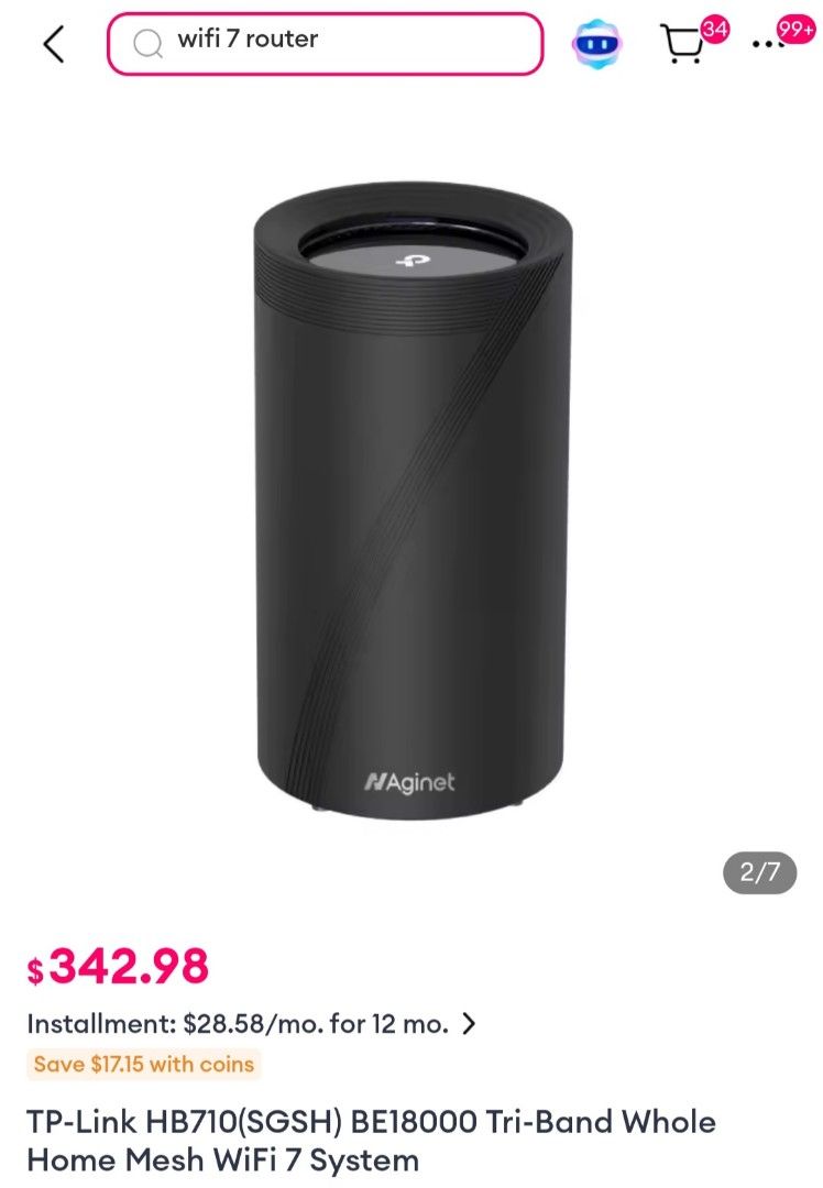 TP-Link BE18000 Tri-Band Whole Home Mesh WiFi 7 System63205311748865110
