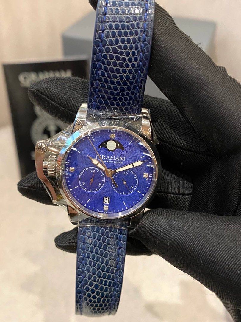 2021 GRAHAM CHRONOFIGHTER 1695 LADY MOON MOONPHASE REF 2CXBS BLUE ...