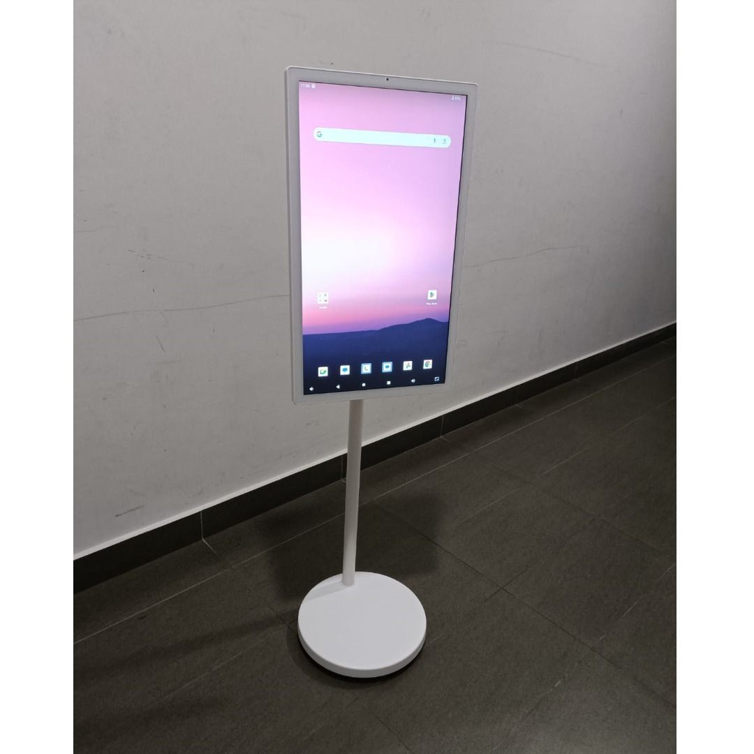 32inch 8+128G Touchscreen with Mobile stand 4K/high Resolution /rotate/tilt (Category: Monitor Screens) located in Singapore. Submitted by tvmountsg.com (Listing ID 1378421158, Image 3). Description: 32" 4K touch Screen floor mobile stand 8+128GB OS:Android 14 Resolution:3840x2160 Display colors:16.7M colors Contrast ratio:3000:1 Response time:16ms Back-light type:Eled Luminance:250cdm2 Aspect Ratio:16:9 Number of points:10-point Wifi 6 Support U