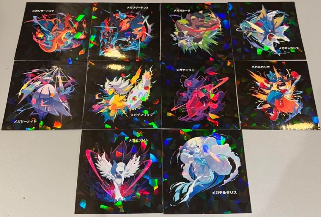 [預訂] 全套10款 Pokemon Mega Evolution 日本限定 特典貼 貼紙 非餅貼, 興趣及遊戲, 玩具 & 遊戲類 ...