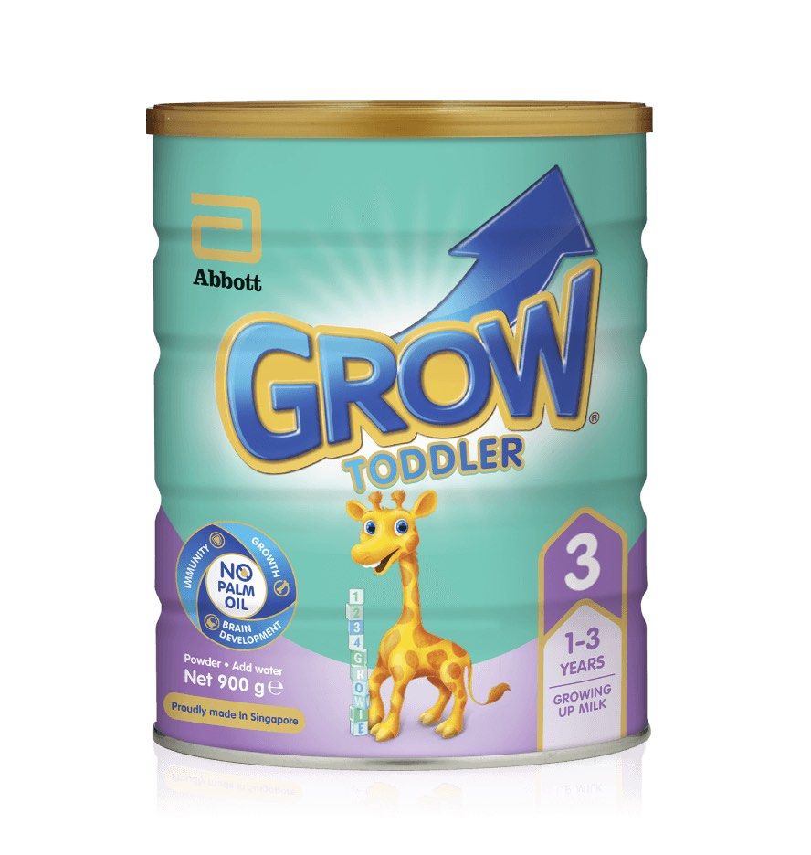 Abbott Grow Toddler Milk 3 (1-3 Years) (Category: Breastfeeding & Bottle Feeding) located in Singapore. Submitted by skits27 (Listing ID 1378441629, Image 1). Description: New, unopened can of Abbott Grow Toddler Milk 3, suitable for children aged 1-3 years. Contains no palm oil and supports brain development. Proudly made in Singapore. Powdered milk, just add water..