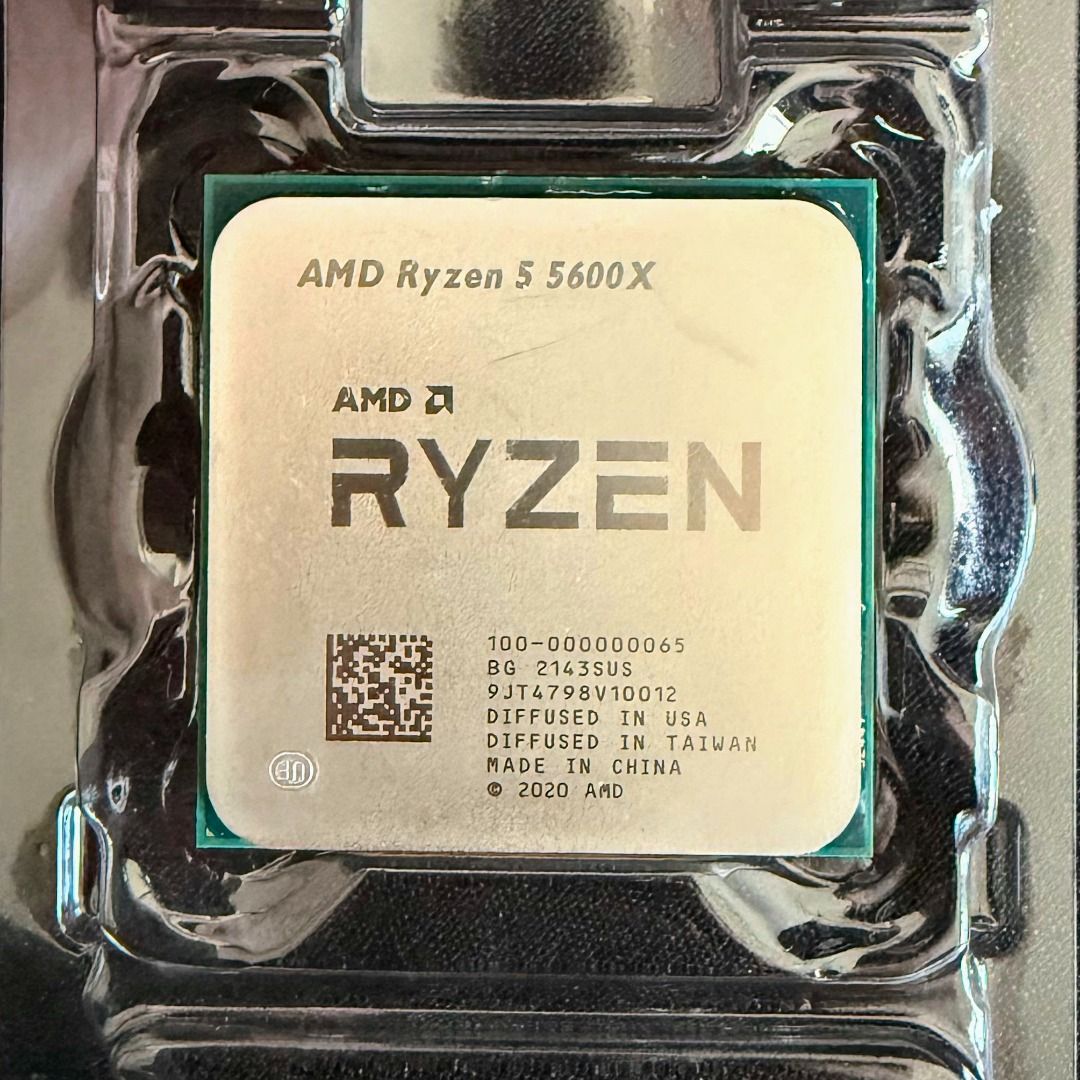 AMD Ryzen 5 5600X CPU (Category: Computer Parts) located in Singapore. Submitted by softbonehorse (Listing ID 1378356920, Image 1). Description: Selling a used AMD Ryzen 5 5600X CPU. Haven't got any issues so far, selling because i'm upgrading my CPU. No box, just tray. No cooler..