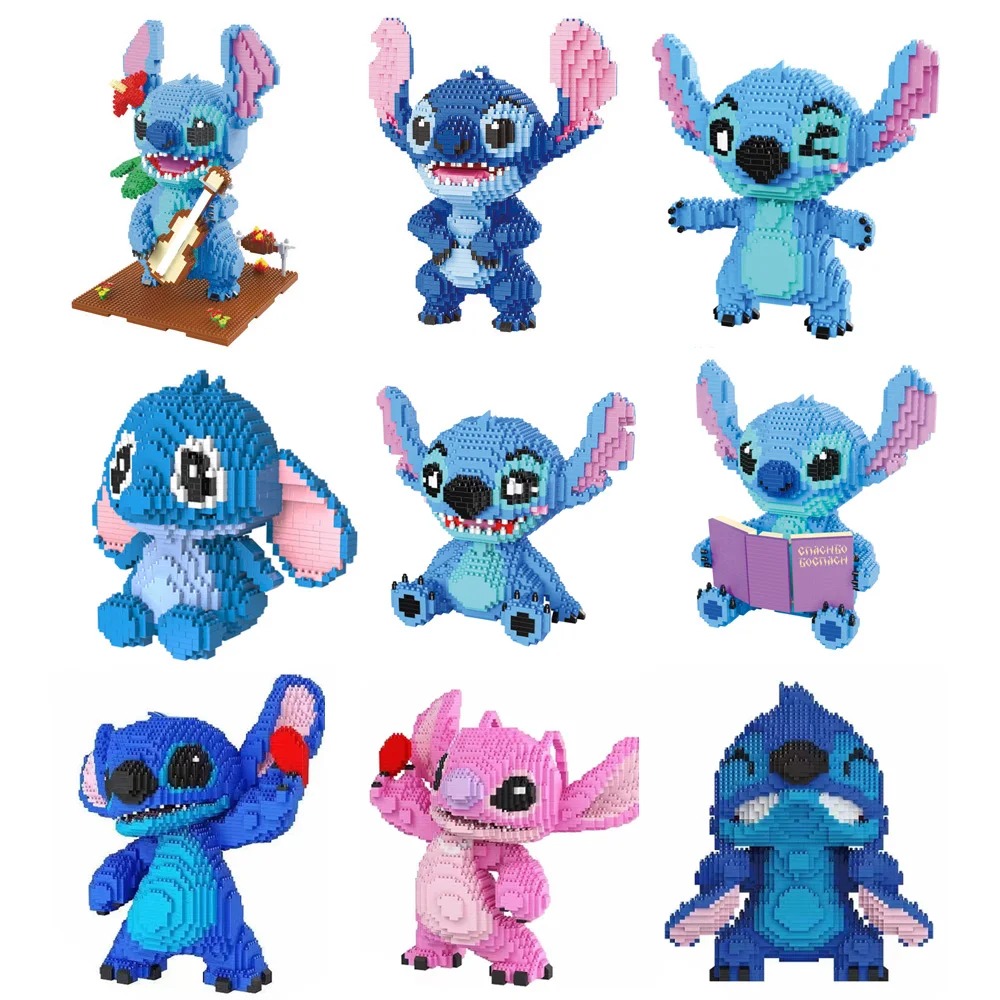 Anime Stitch Building Blocks Angel Scrump Guitar Holding Book Stitch ...