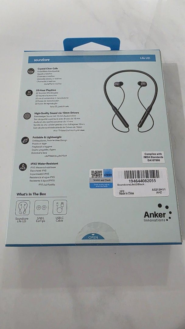 Anker Soundcore Life U2i Wireless Neckband Headphones (Category: Headphones & Headsets) located in Singapore. Submitted by juliantotans (Listing ID 1378358691, Image 2). Description: - Brand new Anker Soundcore Life U2i Wireless Neckband Headphones - Crystal clear calls - 22-hour playtime - High-quality sound - USB-C charging - Ideal for music and calls - Comes in original packaging.