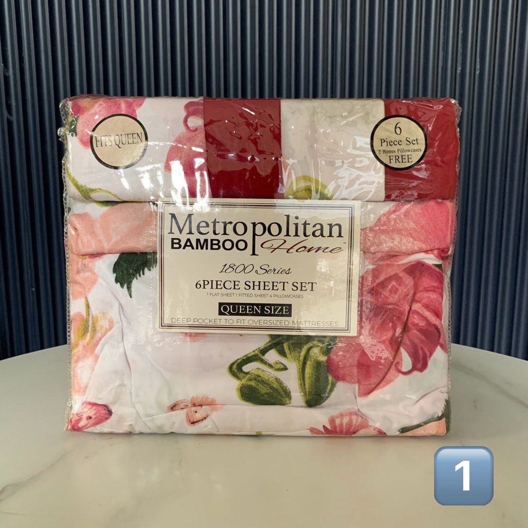 Bamboo Bed Sheets Queen Size (Category: Bedding & Towels) located in Mandaluyong City. Submitted by MyDepot (Listing ID 1378487071, Image 1). Description: Bamboo Bed Sheets 1800 Thread Count 6 Piece Sheet Set 1 Flat Sheet - 92” x 102” (234cm x 259cm) 1 Fitted Sheet - 60” x 80” (152cm x 203cm) 4 Pillowcases - 20” x 30” (51cm x 76cm) Deep Pocket to Fit Oversized Matresses Php1,200/set.