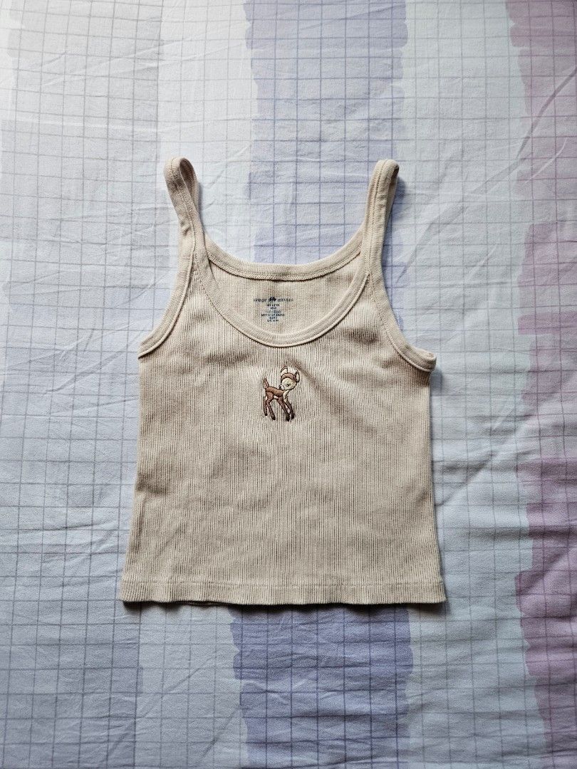 bnwt brandy melville john galt hallie cream deer tank top (Category: Sleeveless) located in Singapore. Submitted by j1ngst (Listing ID 1378347590, Image 2). Description: bnwt, no flaws! super stretchy & soft material! selling @ rtp bc i rly like the top & if no one wants it imma keep it <3.