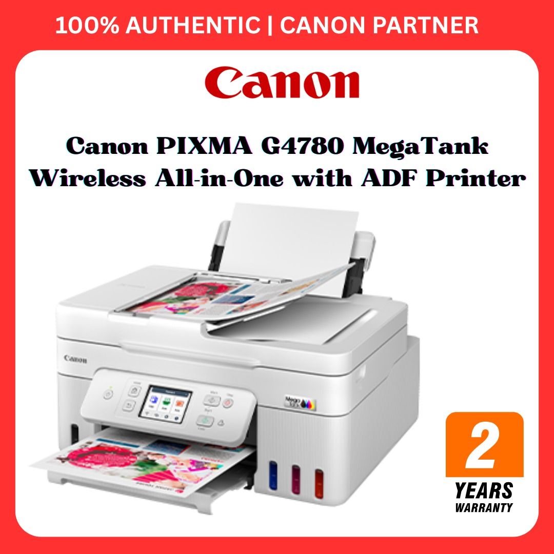 Canon PIXMA G4780 MegaTank Wireless All-in-One with ADF Printer ...