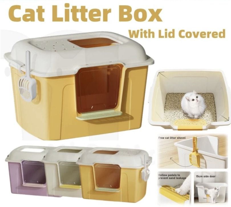 Cat Litter Box Large Litter Box | Anti Splash Cat Toilet with Lid | Large Cat Litter Basin (Category: Homes & Other Pet Accessories) located in Singapore. Submitted by smart_cart (Listing ID 1378430294, Image 1). Description: Pet5 💼💗 Welcome to Smart_Cart 💗💼 🚚 Ready stock in Singapore – ships within 12–24 hours (excluding holidays) 📦 Receive your parcel in 1–3 working days 💕 Product Introduction 💕 🐾 Product: Semi-Open Cat Litter Tray wit