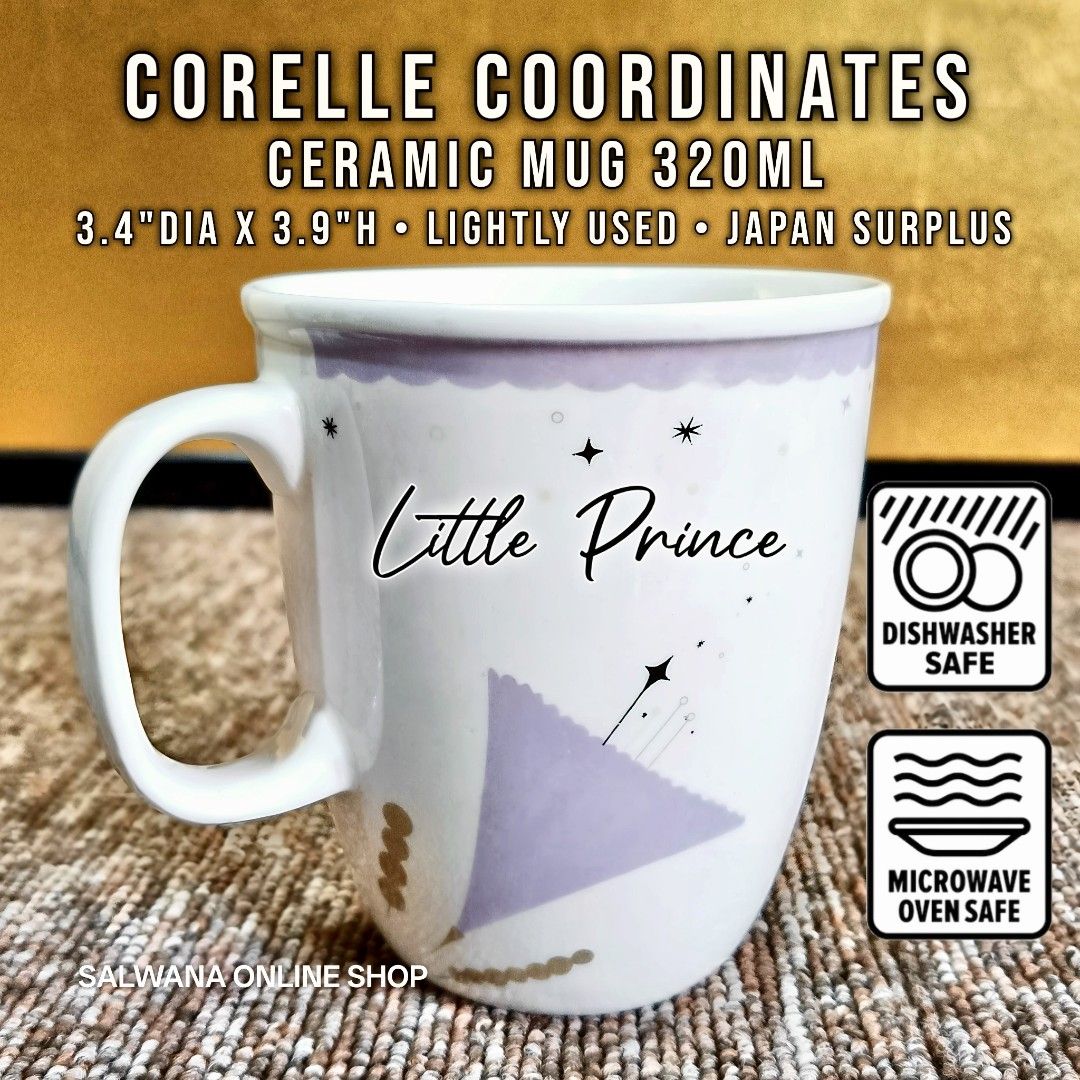 CORELLE COORDINATES LITTLE PRINCE MICROWAVABLE MUG 320ML • JAPAN SURPLUS (Category: Coffee & Tea Tableware) located in Mabalacat. Submitted by salwanaonlineshop (Listing ID 1378409276, Image 1). Description: CORELLE COORDINATES LITTLE PRINCE MICROWAVABLE MUG 320ML • JAPAN SURPLUS 🇯🇵 Microwave safe 🇯🇵 Oven, Dishwasher Safe 🇯🇵 No issue 🇯🇵 Japan Source (Surplus) 🇯🇵 ₱550 🛒 Follow us on S.H.O.P.E.E and L.A.Z.A.D.A at SALWANA ONLINE SHOP for