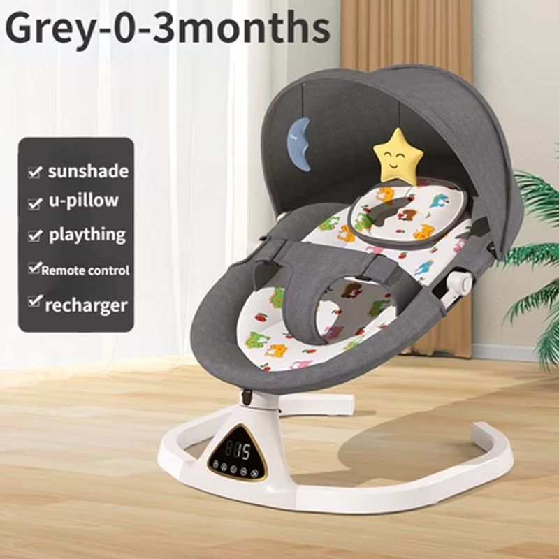 Electric Baby Swing with Remote Control (Category: Infant Playtime) located in Singapore. Submitted by charlottemarket (Listing ID 1378432992, Image 3). Description: - Gently used electric baby swing - Includes remote control - Includes hanging toy and canopy - Multiple music options - Adjustable swing speeds - Perfect for soothing your baby - Bought it at $60 since 21 June 2025, so relatively new. - Used only four times. - Selling because we got