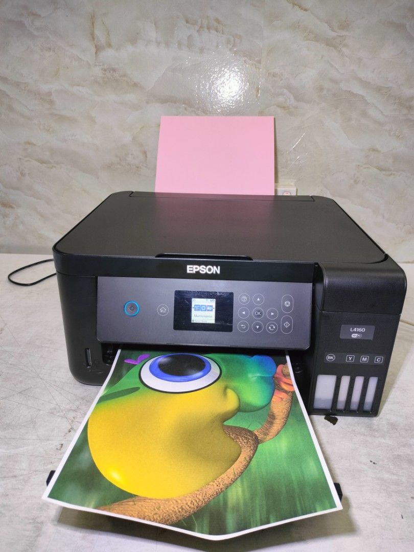 Epson Printer L4160 Eco Tank (Category: Printers, Scanners & Copiers) located in Singapore. Submitted by printer_reseller (Listing ID 1378335927, Image 1). Description: (I may not be able to reply here. For enquiry please text 89415154) Epson L4160 Eco tank In good working condition. Well maintain and look new. Can wifi mobile print. Can double side print. Waste ink tank have been clean and reset. Beatiful colour printing as show on last few phot