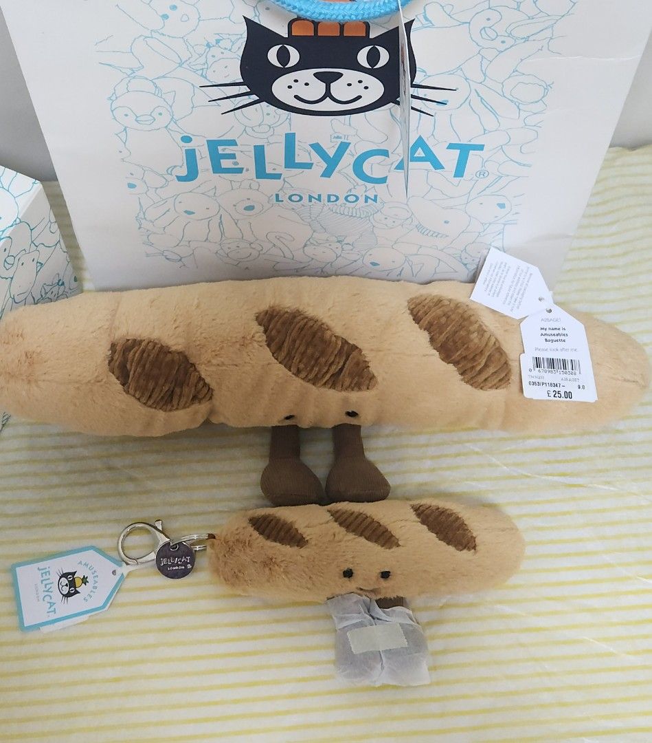 Instock Authentic Jellycat BNWT Amuseable Baguette/charm (Category: Toys & Games) located in Singapore. Submitted by yunaarina (Listing ID 1378385855, Image 2). Description: I Sell only 💯Authentic Jellycat with BNWT !! Instock Jellycat can be collected on the same day too! Free Face Picking 💖 baguette normal type $52 Jellycat Gift Bag is available as add on $10[got limited only] Premium Blue Jellycat Gift bag $20 prefer meetup @Hillion mall Add